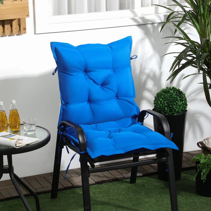 Outsunny Perna de Scaun de Gradina, Perna de Scaun in Aer Liber cu Cordoane de Prindere si Umplutura Groasa, Albastru, 100cm Latime