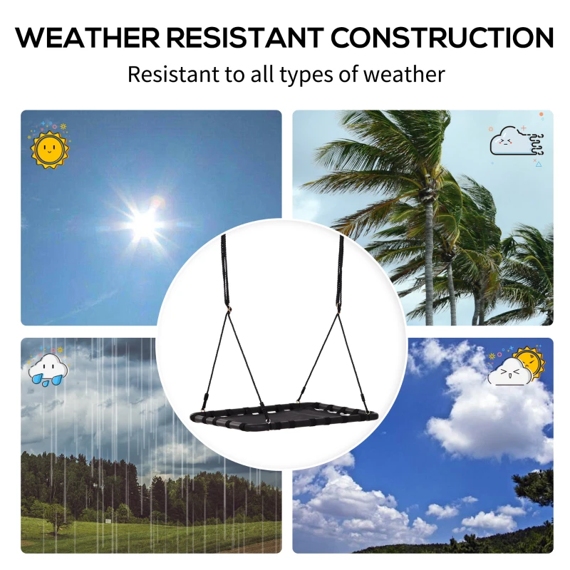 HOMCOM Hanging Tree Swing Seat Flying Platform Metal Frame Backyard Playground Black