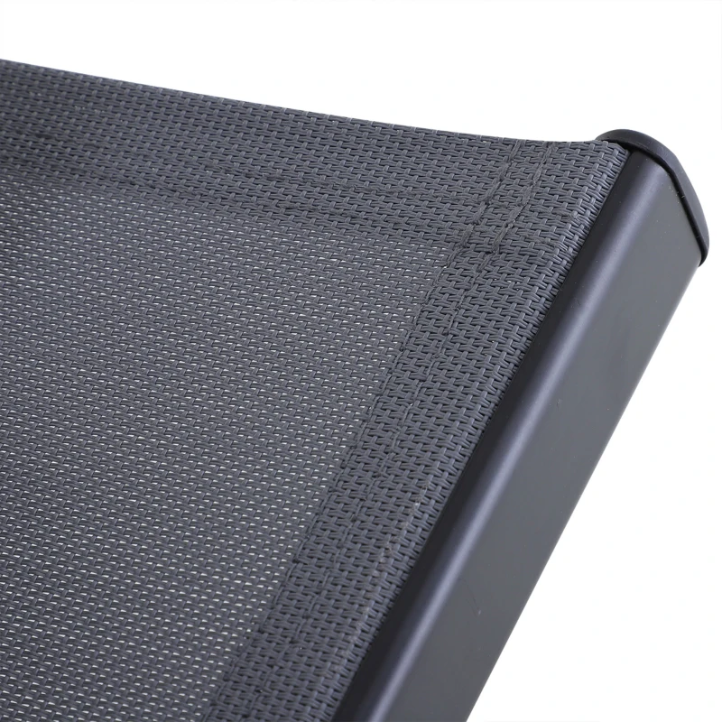 Outsunny Outdoor Lounger Patio Reclining Texteline Chair w/ Pillow, Adjustable Footrest Grey