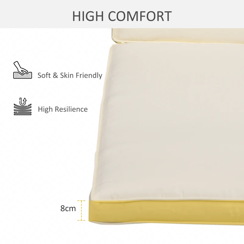 Outsunny Perna pentru sezlong cu husa din poliester detasabila, 188x53x8cm, alb crem