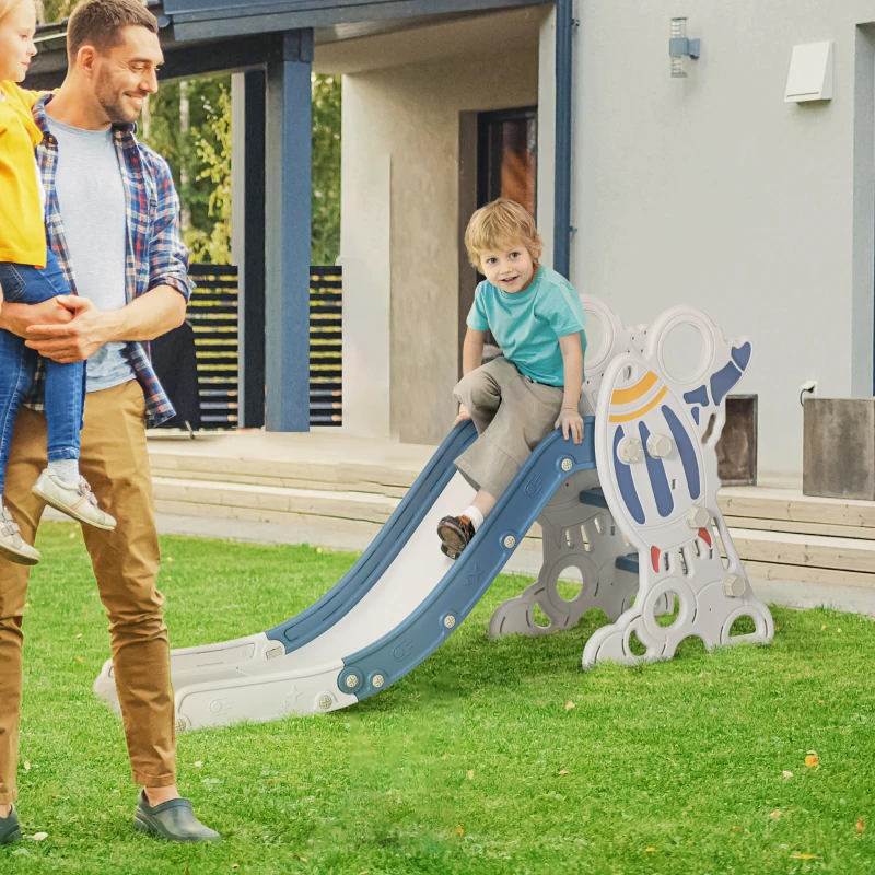 Outsunny Tobogan Copii 18-36 Luni – Tema Spatiala cu Trepte Antiderapante