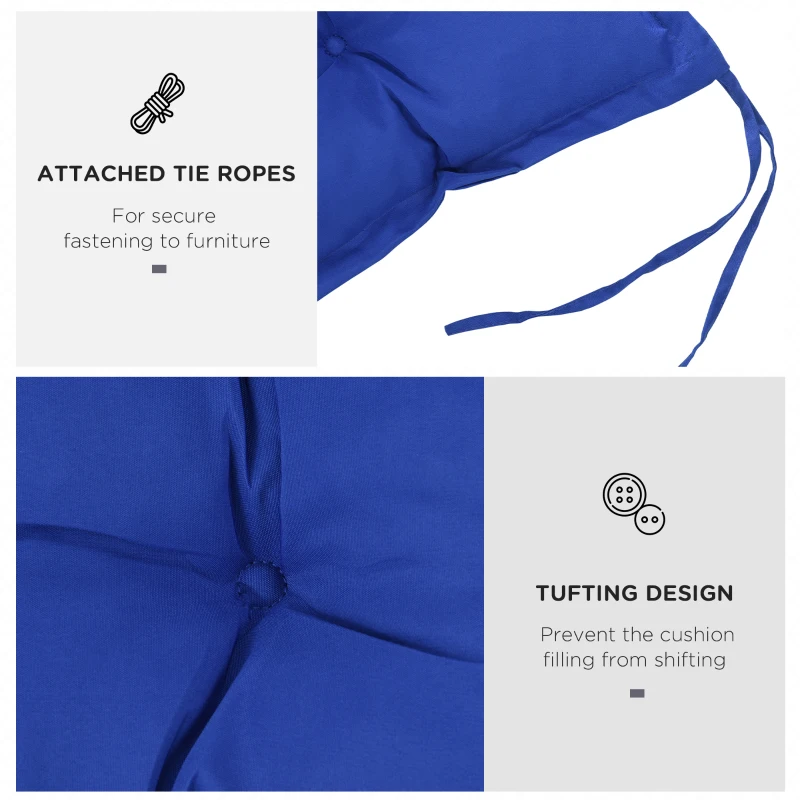 Outsunny Cuscino per Panchina da Giardino con Laccetti 100x40cm Blu