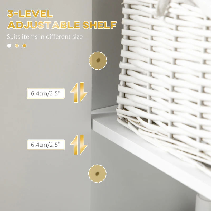 Dulap Baie Compact – MDF & Otel cu Rafturi Deschise si Usi(m-5)