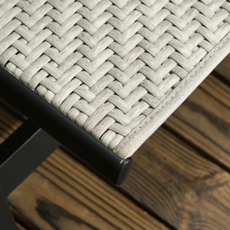 Outsunny Sezlong de Gradina din Ratan si Aluminiu cu Spatar Reglabil in 5 Pozitii si Roti, 162x60x90 cm, Nergru si Gri