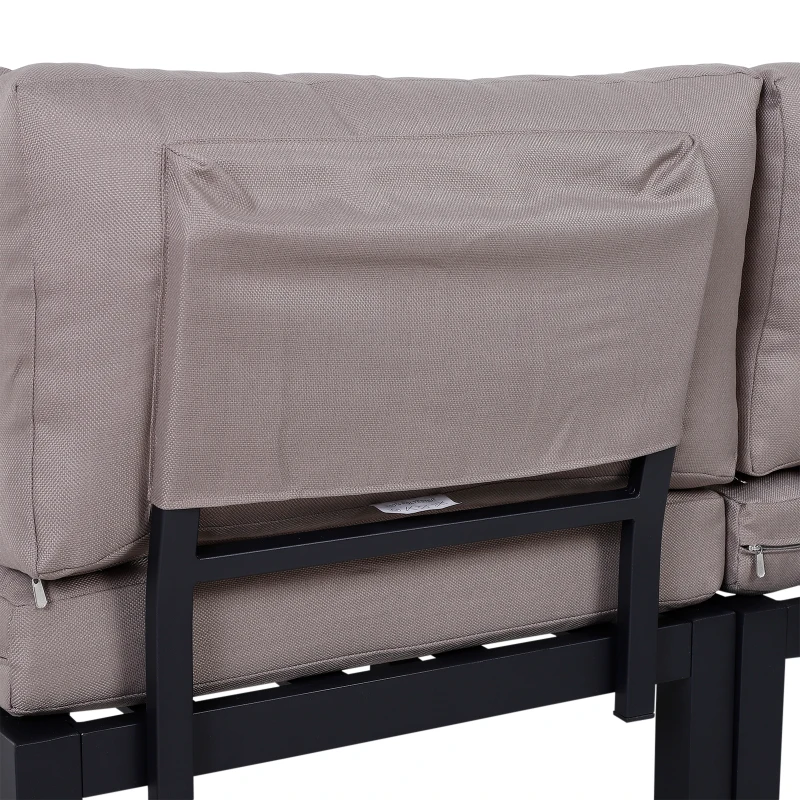 Outsunny 3Pcs Aluminium Frame Garden Lounging Set w/ Sofa Chaise Lounge Coffee Table Foam Cushions