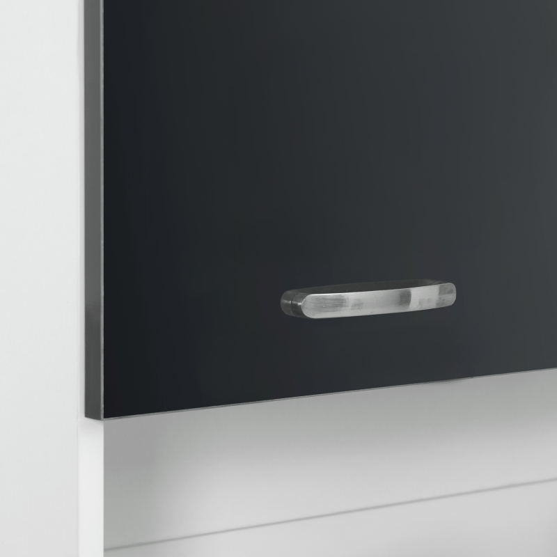 HOMCOM Dulap de Bucatarie, Dulap de Depozitare Independent cu Usi Lucioase Intens, Rafturi Reglabile si Sertar pentru Camera de Zi, Camera de Luat Masa, 177cm, Gri