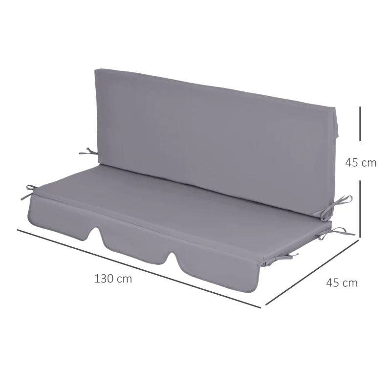 Outsunny Perne pentru exterior din spuma si poliester pentru balansoar de gradina, 3 locuri cu elemente de fixare, 2 bucati da 130x45x5 cm, gri inchis