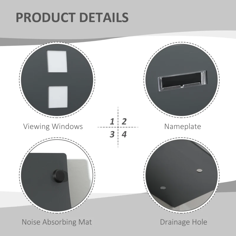 HOMCOM Cutie Postala Curbata din Otel Zincat cu 3 Fante si 2 Chei de Securitate incluse, 45x10x32 cm, Gri