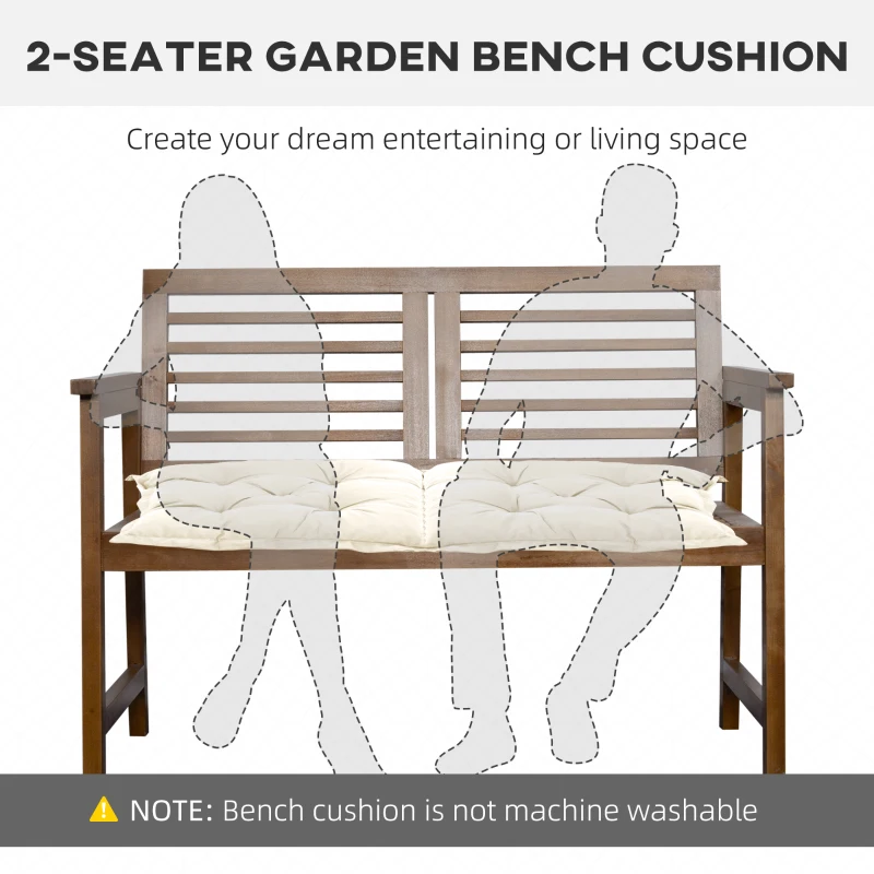 Outsunny Perna de Scaun de Gradina, Perna de Scaun in Aer Liber cu Cordoane de Prindere si Umplutura Groasa, Alb Crem, 100cm Latime