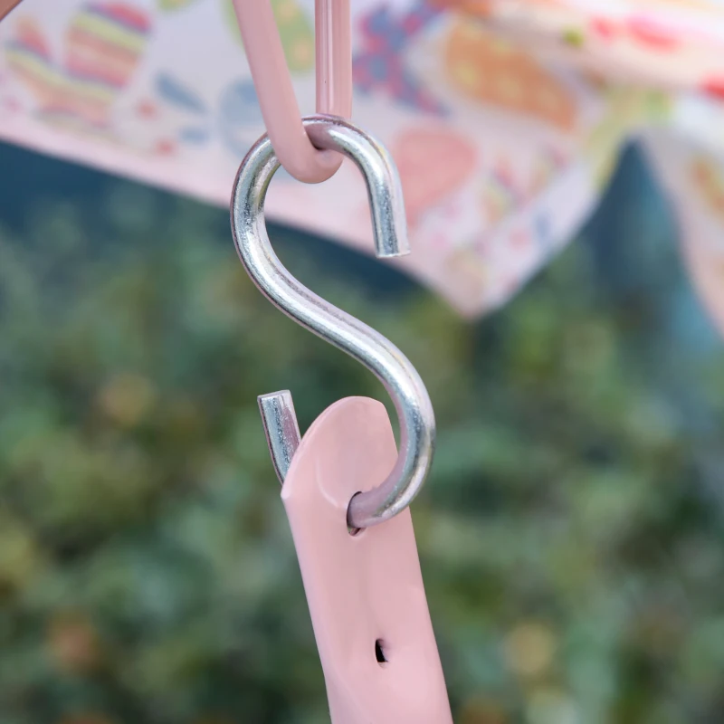 Outsunny Kids Two-Seater Swing Chair Double Garden Seat w/ Belt Adjustable Canopy Fun Toddler Glider Hammock Lounge Backyard Pink