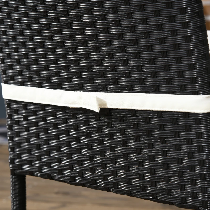 Set de gradina 5 bucati cu masa si 4 scaune pentru exterior din otel si ratan PE cu perne cu husa detasabila, negru