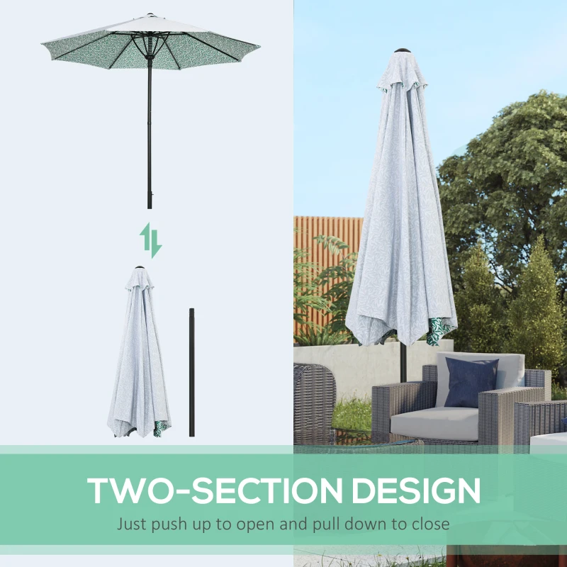 Outsunny Parasolar Umbrela de Gradina, Umbrela de Masa in Aer Liber Umbrela de Soare cu Copertina cu 8 Spite, Verde