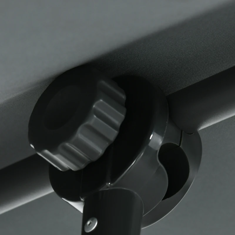 Outsunny Parasol de jardin inclinable auvent plat hauteur réglable polyester Anti-UV dim. 180L x 130l x 115-205H cm gris foncé