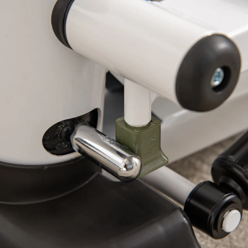 Mini stepper HOMCOM mini rower fitness trenażer wyświetlacz LCD z dwoma dużymi pedałami metal ABS biały + czarny 48 x 34 x 21 cm