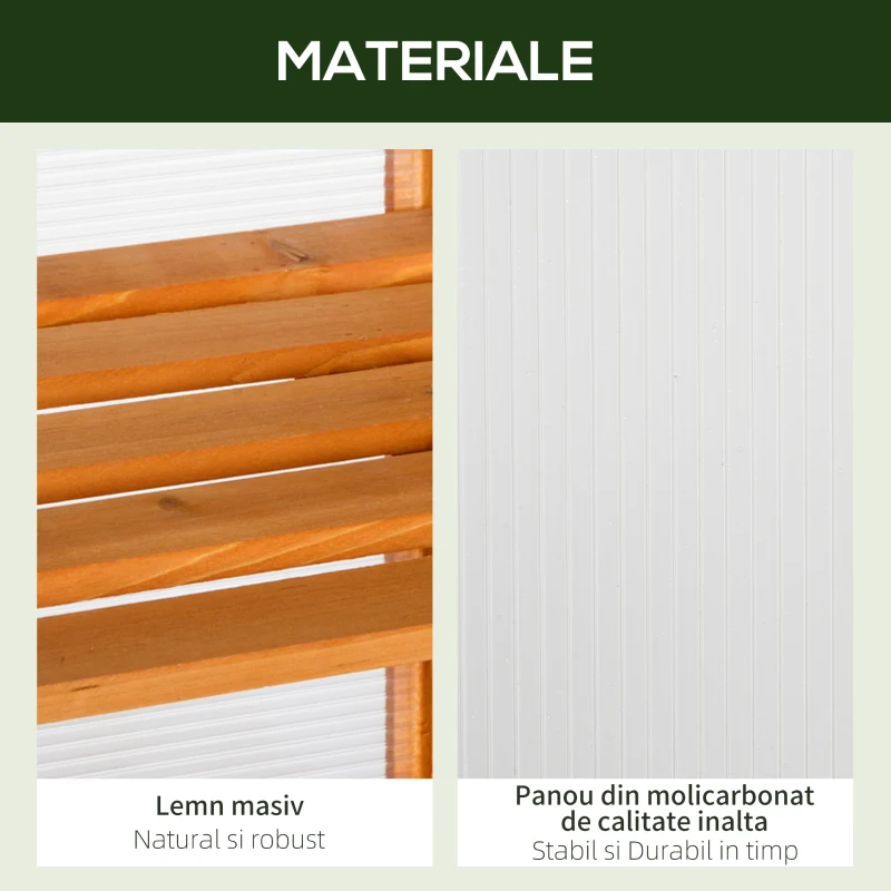 Outsunny Mini Sera de Gradina cu 3 Etajere din Lemn de Brad si Policarbonat, Deschidere Laterala si Frontala, 58x44x78cm, Portocaliu