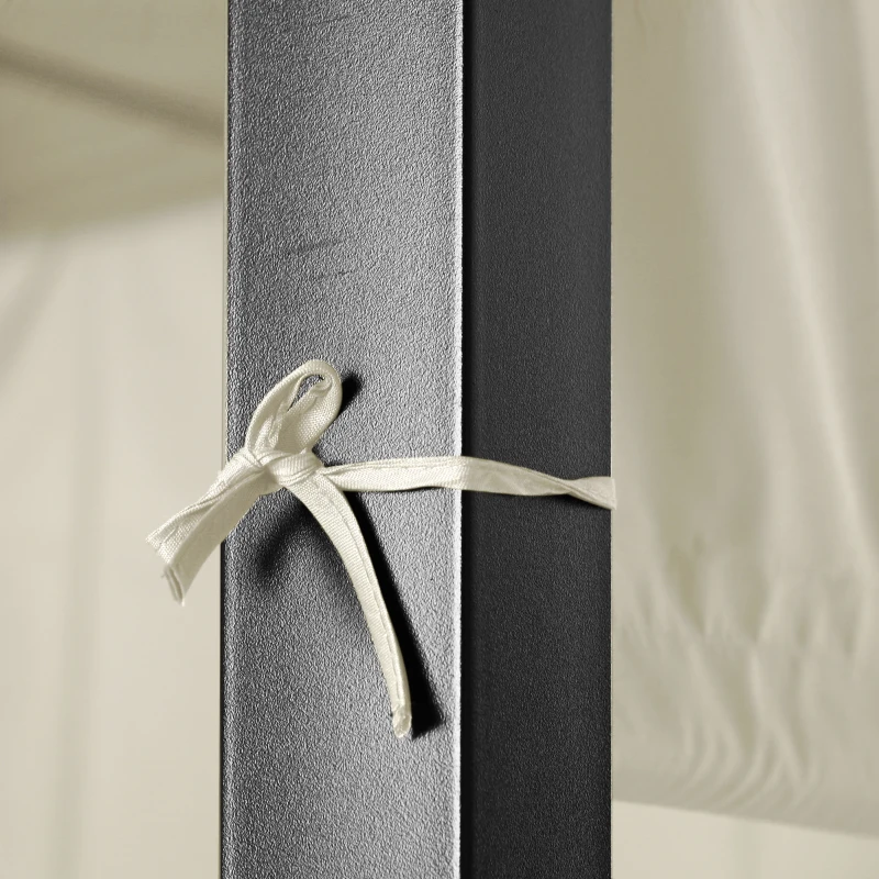 Outsunny Gartenmöbel-Set für 4 Personen aus PE-Rattan mit Pergola, wetterbeständig, abnehmbare Bezüge,Schwarz+Beige