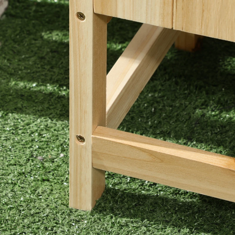 Outsunny Jardiniera pentru exterior, verticala si de dimensiuni reduse din lemn de brad cu orificiu de scurgere si protectie interioara, 86x30x50 cm, culoarea lemnului