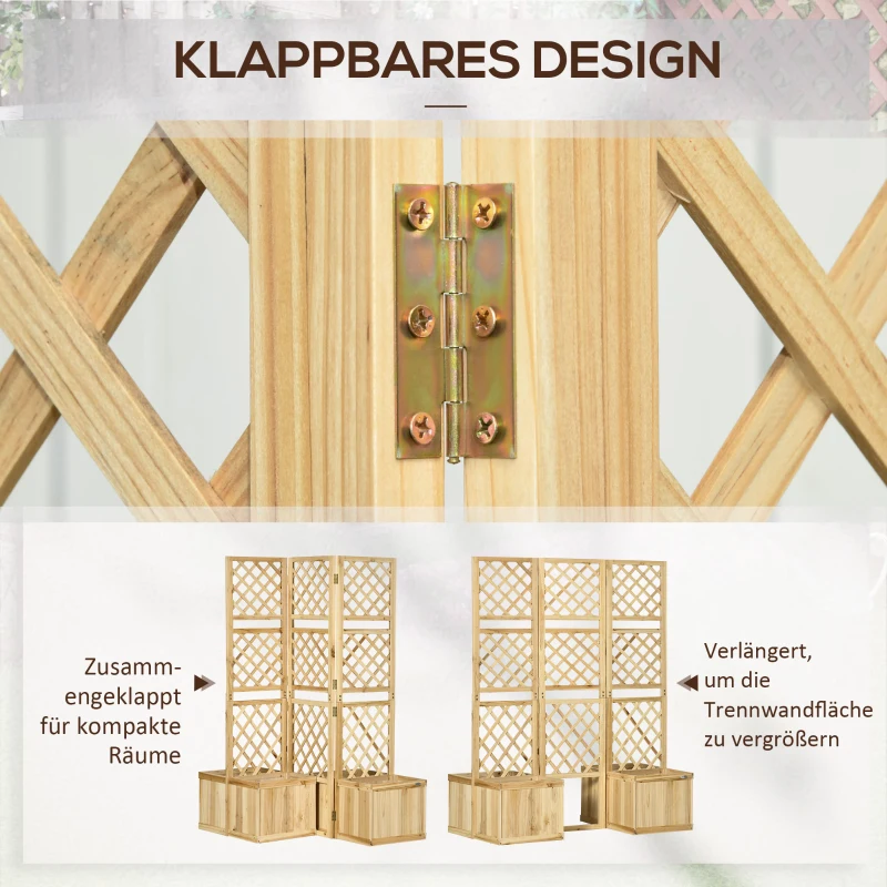 Outsunny podniesione łóżko ze składaną kratą, doniczka z ekranem prywatności 133x165 cm