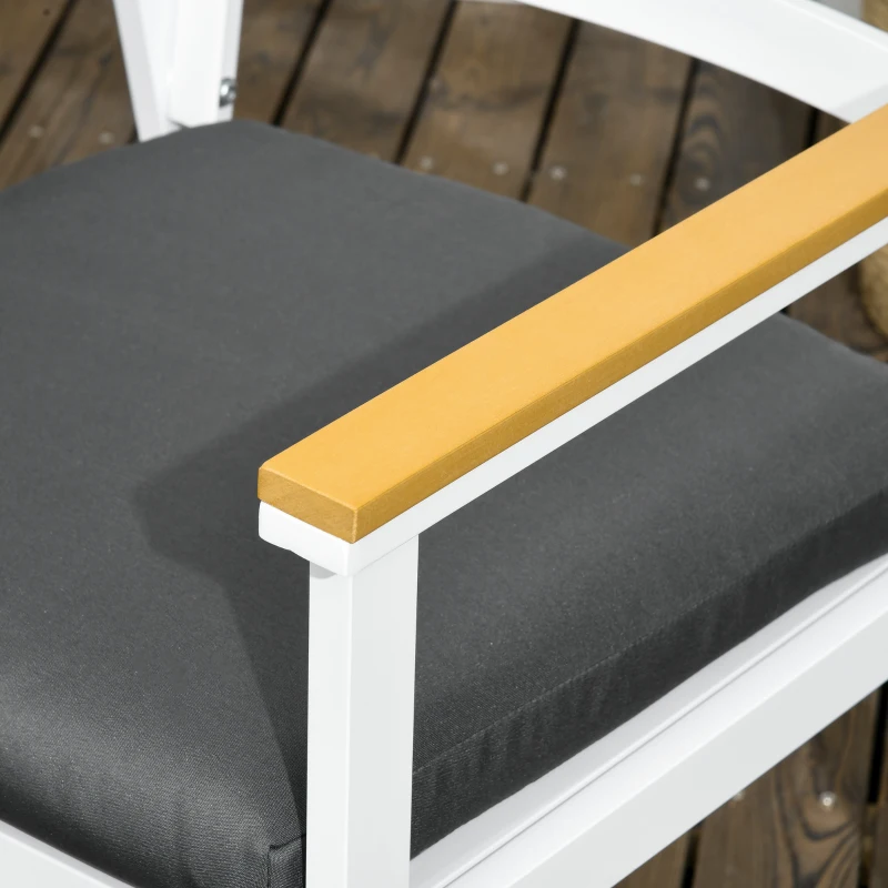 Outsunny Sitzgruppe für 4 Personen, 1 Tisch, 4 Stühle, wetterbeständig, 105 cm x 105 cm x 74 cm, Braun + Weiß + Grau