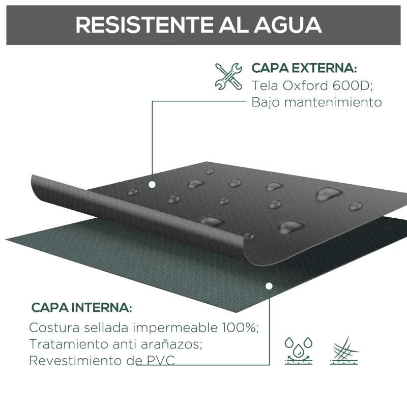 Outsunny Funda Protectora para Muebles de Jardín en Forma de L Cubierta para Sofás Exterior con Hebillas de Tracción Tela Oxford 600D Impermeable 260x76x82 cm Negro