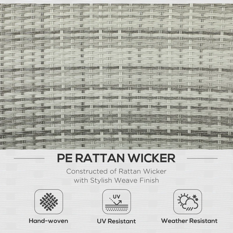 Outsunny Seturi de Mobilier de Gradina din Ratan cu 4 Piese cu Masa Reglabila si Spatiu de Depozitare, cu 4 Locuri in Aer Liber, Fotoliu Rabatabil si Masa de Sticla pentru Curte, langa Piscina