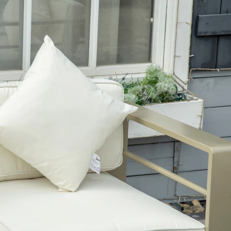 Outsunny 4 Pieces Outdoor Garden Furniture Set - Aluminium Frame Backyard Furniture with Thick Padded Cushions for Loveseat, 2 Chairs, and Glass Top Table, Champagne Gold