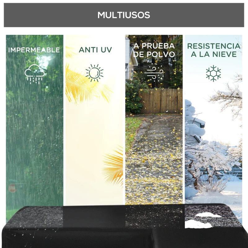 Outsunny Funda Protectora para Muebles de Jardín en Forma de L Cubierta para Sofás Exterior con Hebillas de Tracción Tela Oxford 600D Impermeable 260x76x82 cm Negro