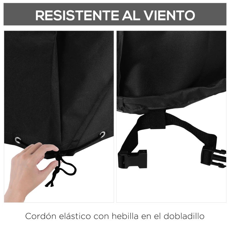 Outsunny Funda Protectora para Muebles de Jardín en Forma de L Cubierta para Sofás Exterior con Hebillas de Tracción Tela Oxford 600D Impermeable 260x76x82 cm Negro
