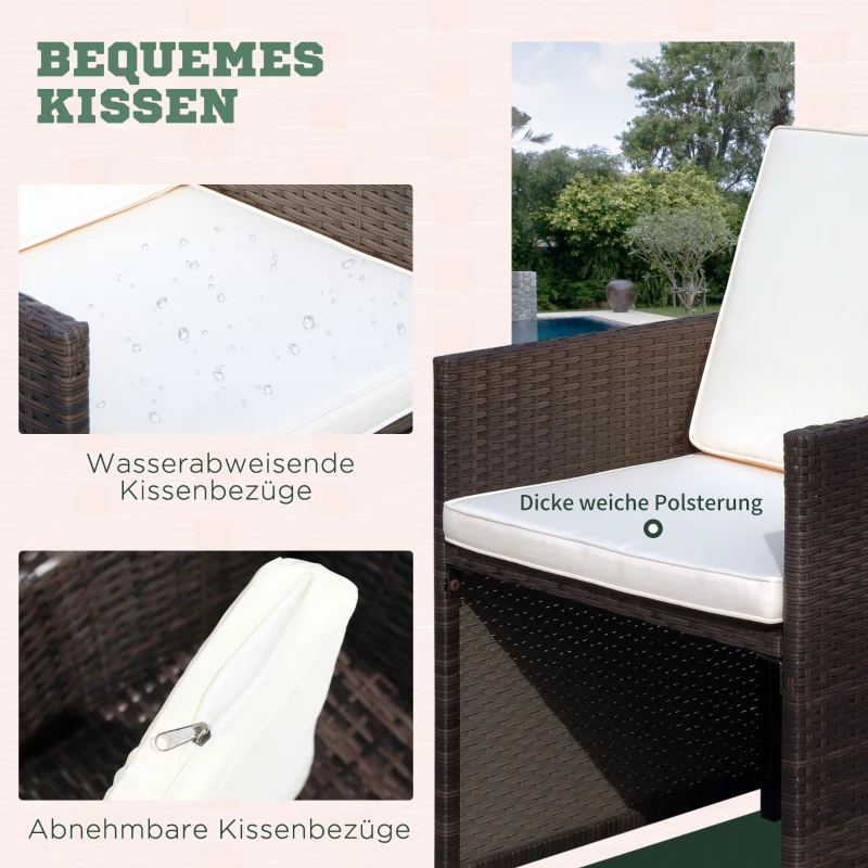 Outsunny komplet stół z krzesłami z technorattanu zestaw ogrodowy komplet 21 el. Brązowe aluminiowe meble ogrodowe