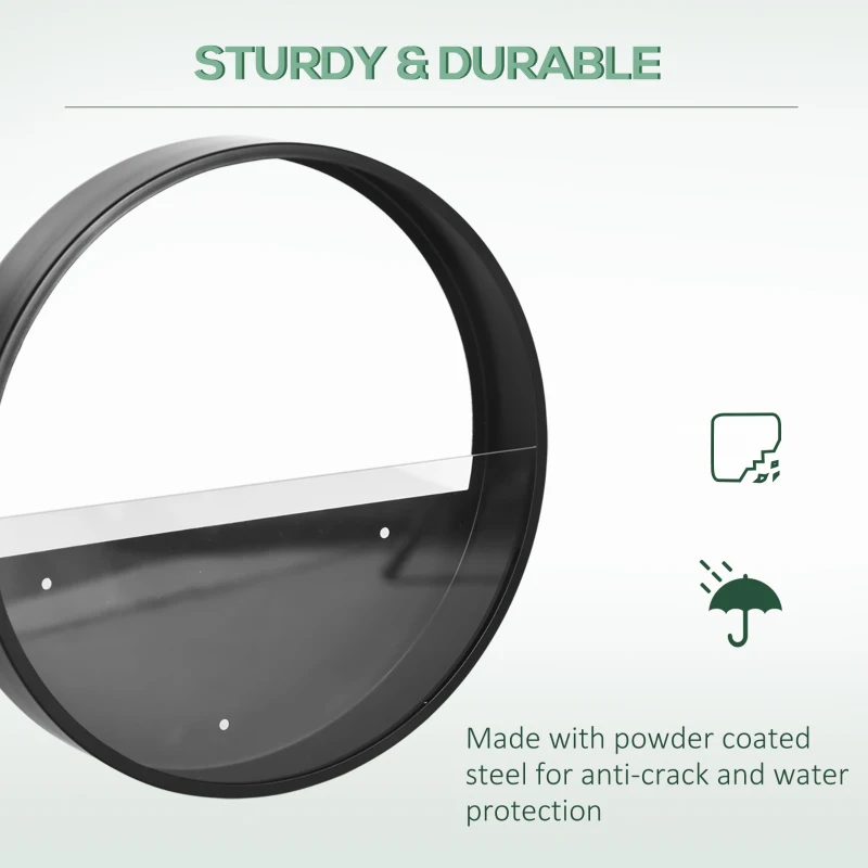 Jardiniere pentru balcon, set 3 bucati din otel si acrilic cu montare pe perete, pentru spatii interioare si exterioare, Ф30.5x5/Ф20.5x5/Ф15.5x5 cm, negru