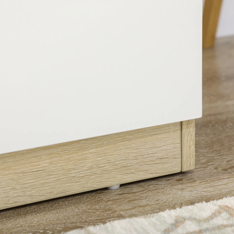 HOMCOM Cassettiera 6 Cassetti Moderna in Legno, 135x48x77cm, Bianco e Colore Legno