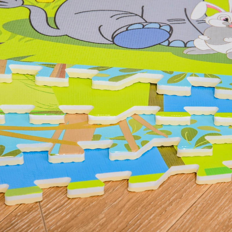 HOMCOM Puzzelmat kindertapijt opvouwbaar EVA kindersnoepjes patroon 61,5 x 61,5 cm