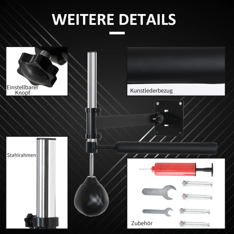 Stojak bokserski z prętem Speedball i Reflex Bar, stal czarna 79 x 72 x 20 cm HOMCOM