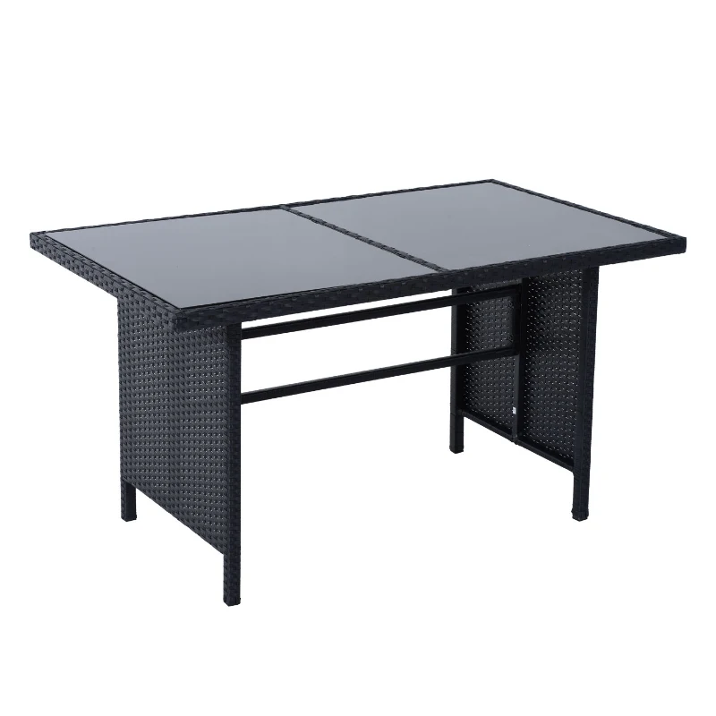 Outsunny Gartenmöbel-Set aus PE-Rattan für 7 Personen, abnehmbare Polster, Cremeweiß + Schwarz