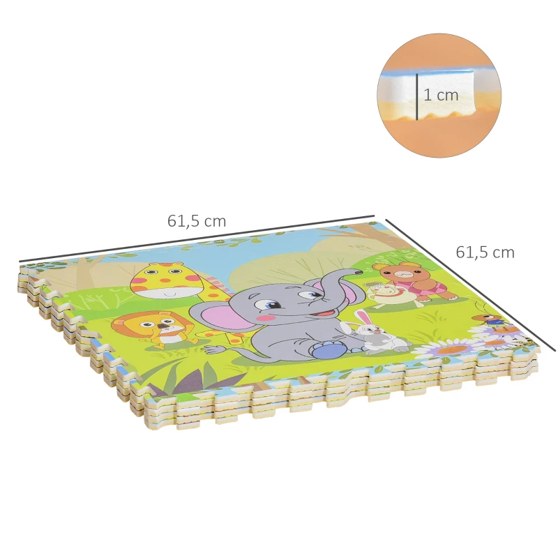 HOMCOM Puzzelmat kindertapijt opvouwbaar EVA kindersnoepjes patroon 61,5 x 61,5 cm