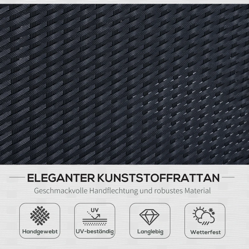 Outsunny Gartenmöbel-Set aus PE-Rattan für 7 Personen, abnehmbare Polster, Cremeweiß + Schwarz
