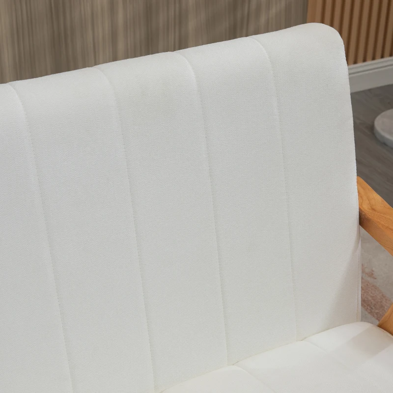 HOMCOM Sofá de 2 Lugares Moderno Estofado em Poliéster com Assento Acolchoado e Pés de Madeira 126x74x82 cm Creme