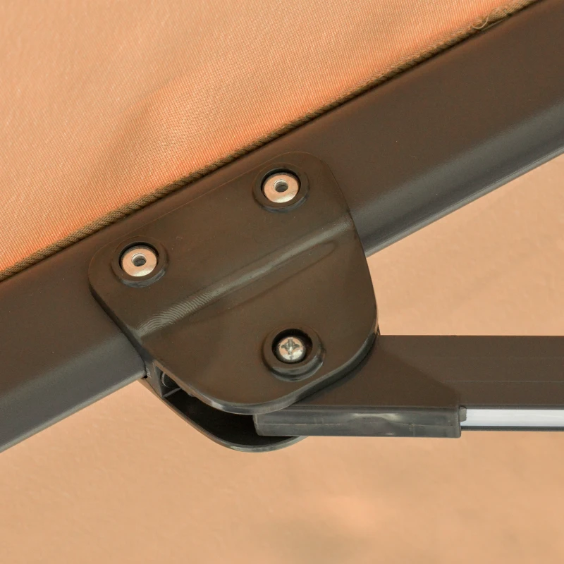 Outsunny 3m LED Square Outdoor Umbrella Adjustable Garden Umbrella w/ Base Solar Lights Khaki