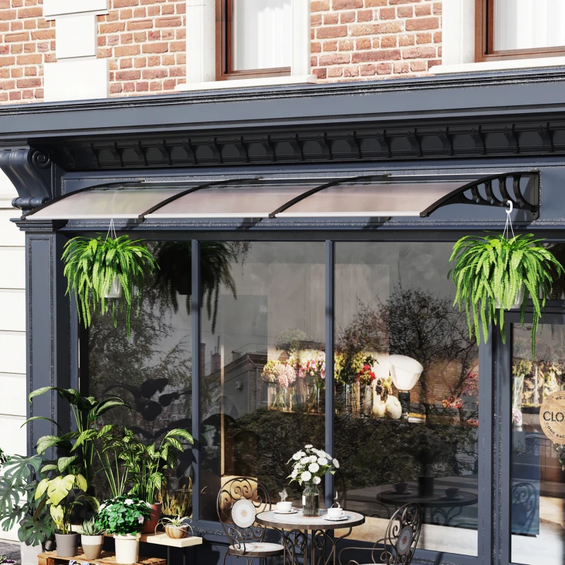 Outsunny Front Door Canopy, Outdoor Awning, 303 x 96cm Rain Shelter for Window, Porch and Front/Back Door, Clear