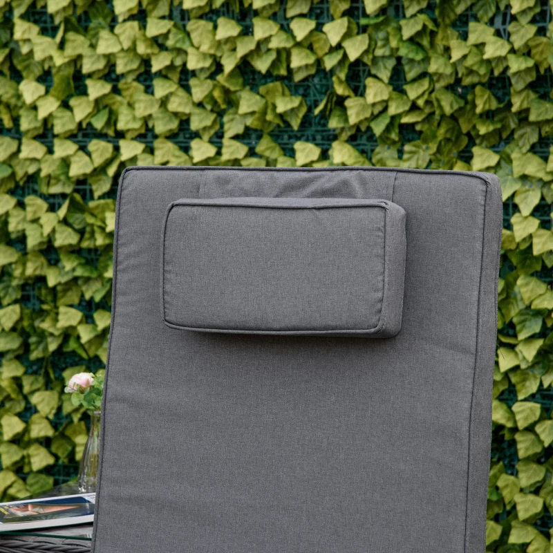 Outsunny Five-Position Back Sun Lounger Set, with Table - Grey