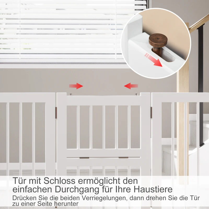 Składana Biała Kratka Ochronna dla Psów PawHut z Zamykanymi Drzwiami i Stabilnymi Nogami