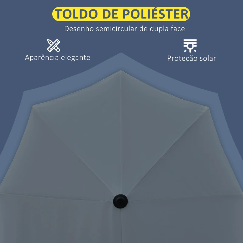 Outsunny Chapéu de Sol de Parede com Manivela Mastro de Aço Base Cruzada 190x200x240 cm Cinza