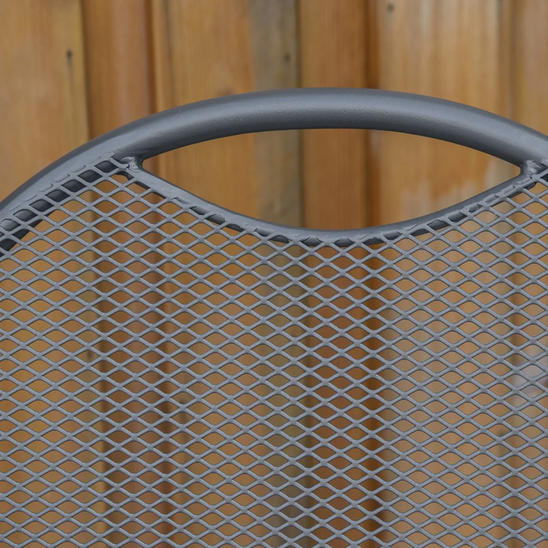 Outsunny 3 Piece Garden Bistro Set w/ Foldable Design Mesh Metal Outdoor Coffee Table Set Two Chairs Dark Grey