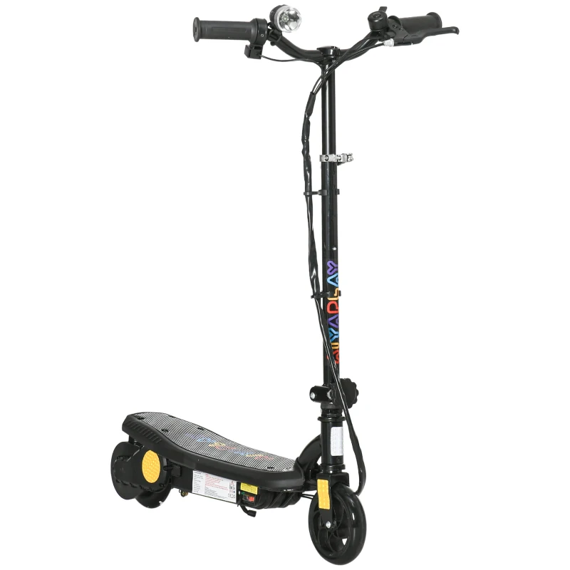 HOMCOM Foldable Electric Scooter, with LED Headlights, for Ages 7-14 Years, Black