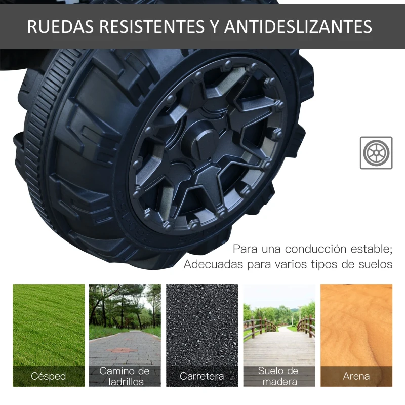 HOMCOM Quad Eléctrico Niño Coche Eléctrico Cuatrimoto Batería 12V con MP3 Radio Luces Sonidos 103,5x69,5x70 cm Carga 30kg