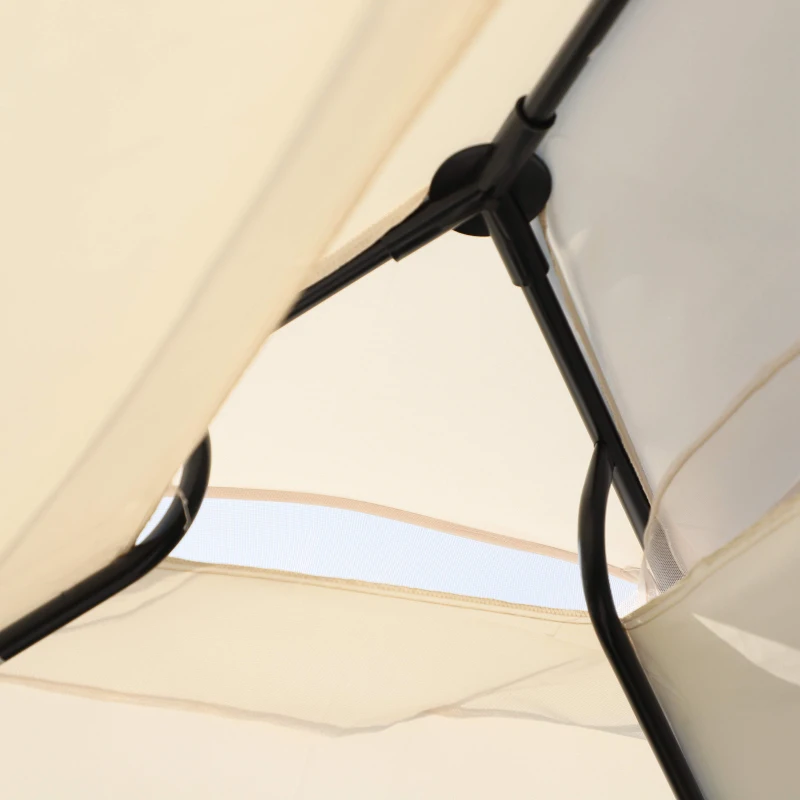 Outsunny 2-in-1 Convertible Swing Chair Bed 3 Seater Hammock Gazebo Patio Bench Cushioned Seat Mesh Curtains - Cream White