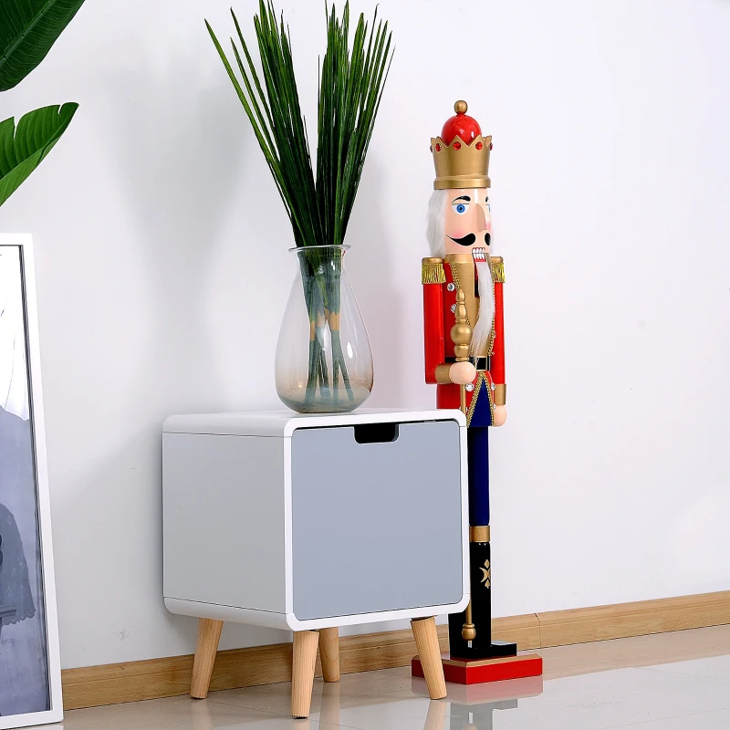 HOMCOM® STOLIK NOCNY KOMODA WYSOKI POŁYSK MDF biały