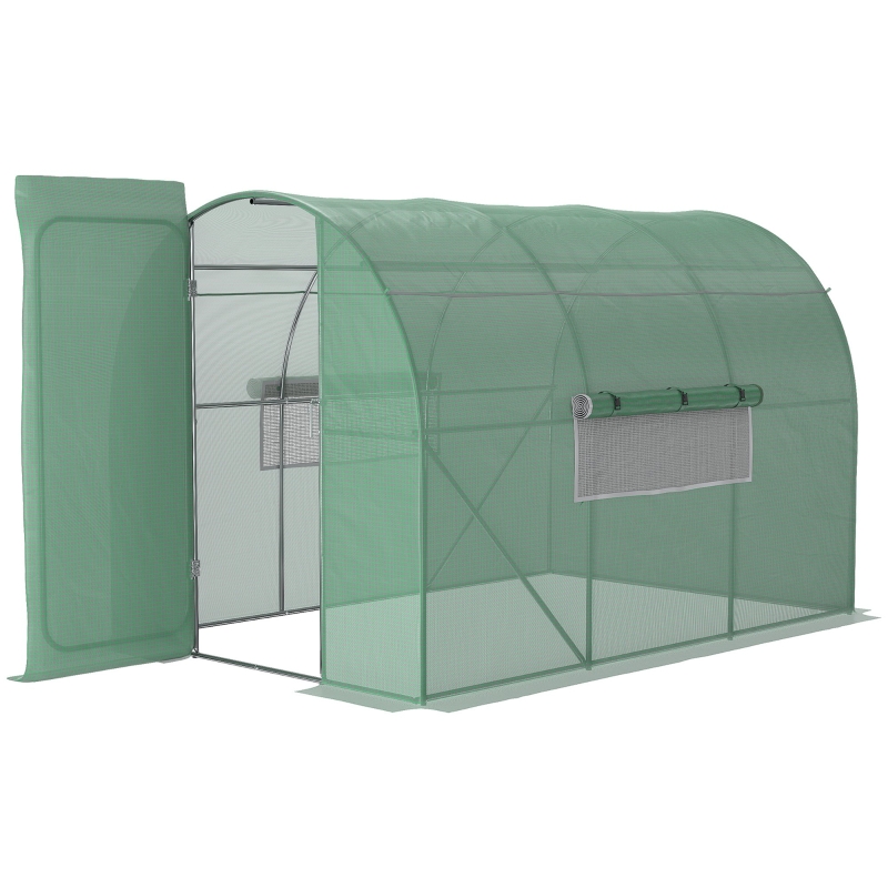 Outsunny Large Walk-In Greenhouse, Plant Gardening Tunnel Hot House with  Metal Hinged Door, Galvanised Steel Frame u0026 Mesh Windows (3 x 2M) | Aosom UK