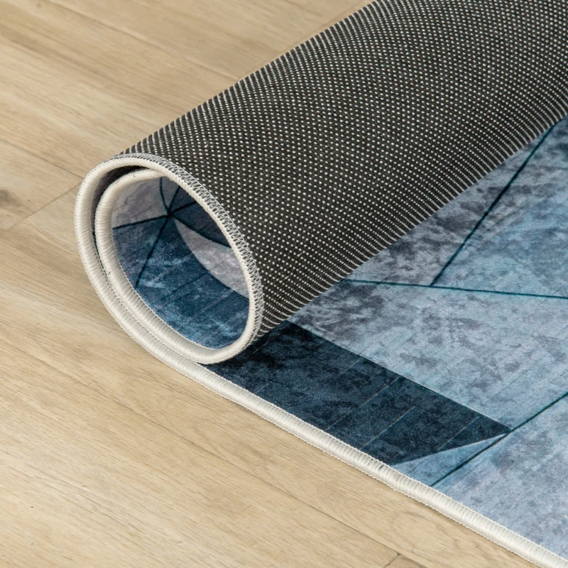 HOMCOM Alfombra de Salón Moderna de Terciopelo 170x120 cm Alfombra Geométrica con Base Antideslizante Multicolor