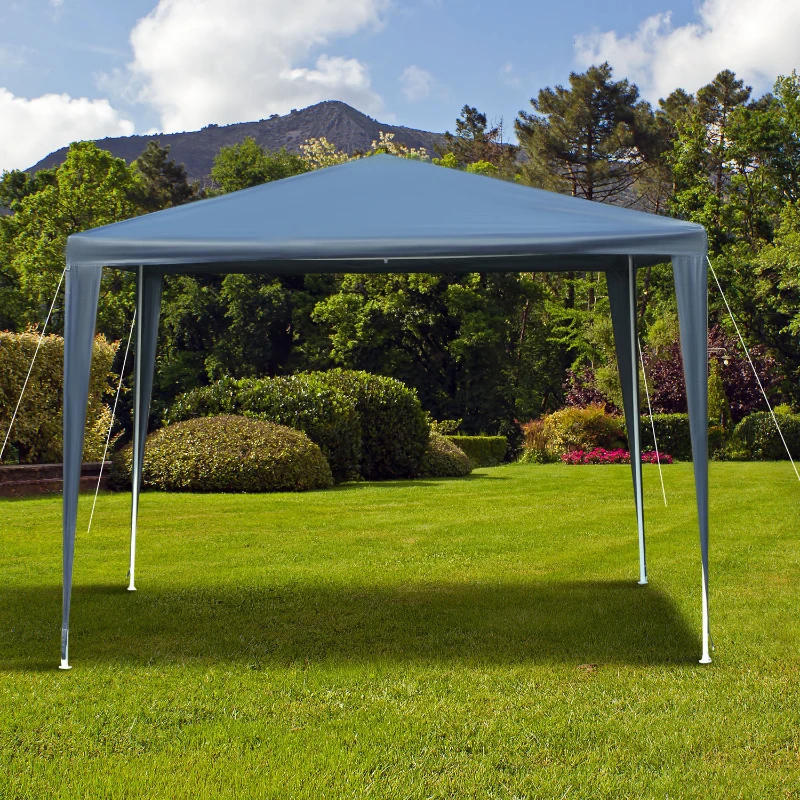 Outsunny Carpa Desmontable Impermeable 2,95x2,95x2,45m Pabellón de Jardín de Tubo de Acero Pérgola de Color Azul Oscuro